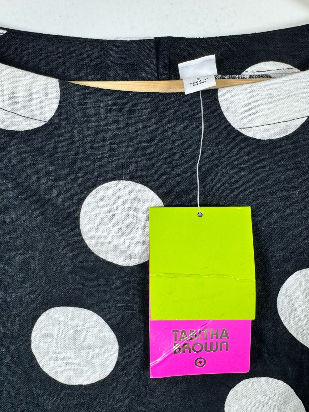 Tabitha Brown X Target Jumbo Polka Dot Linen 1950’s Retro Top Women’s Small NEW - Picture 3 of 7